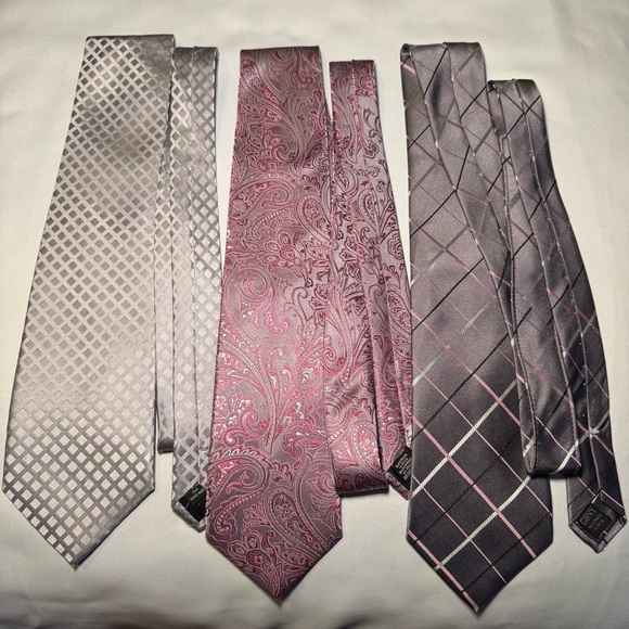 Kenneth Cole, Croft & Barrow, Geoffrey Beene Pink and Gray Tie Trio - Picture 11 of 11